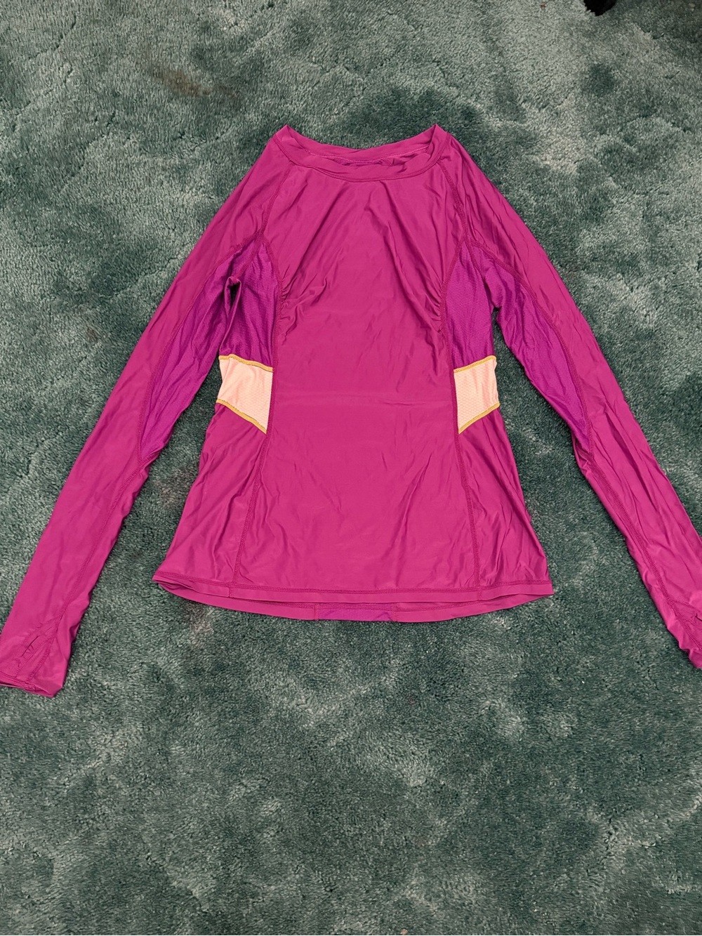 lululemon athletica Long Sleeve Tee in Magenta with Peach Panels